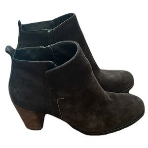 PAUL GREEN Rockin Bootie US 9 Brown Suede Metallic Zipper Ankle Boot Size 7.5